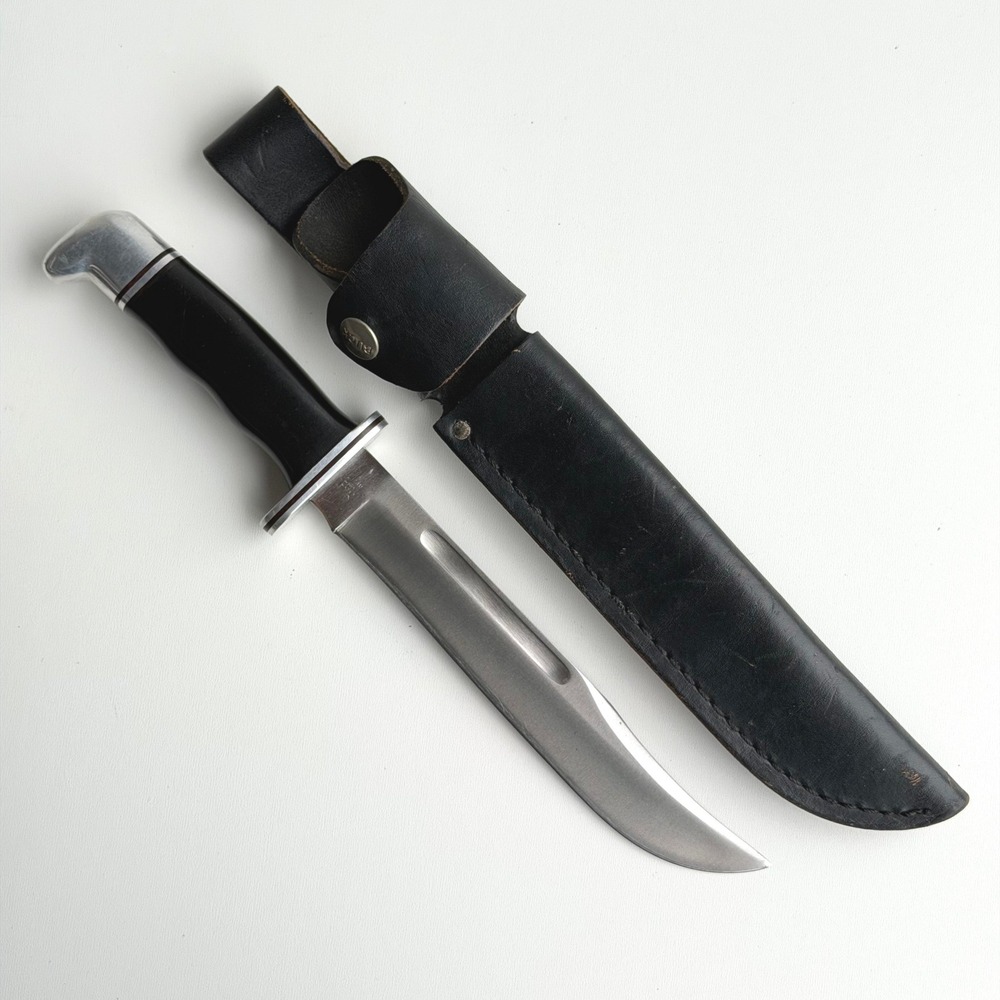 Buck 120 General Hunting Knife Fixed Blade with Leather Sheath USA Rare Vintage